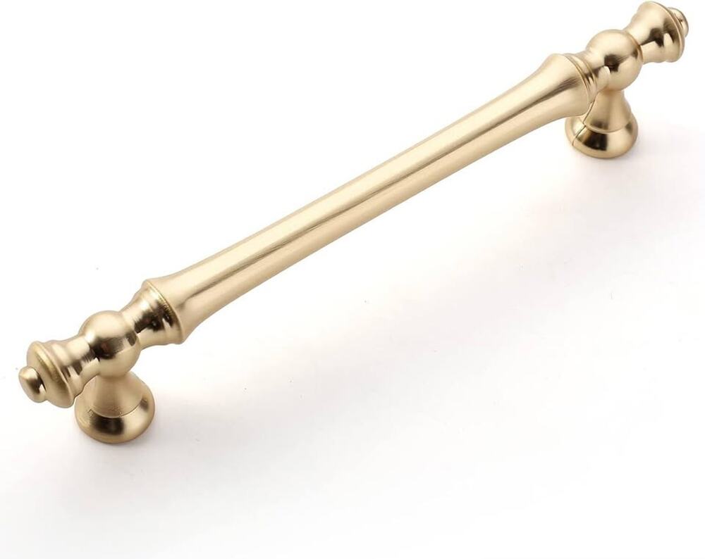 Amerdeco 10 Pack Brushed Brass Cabinet Pulls 5 Inch(128mm) Hole Center Cab-Gold